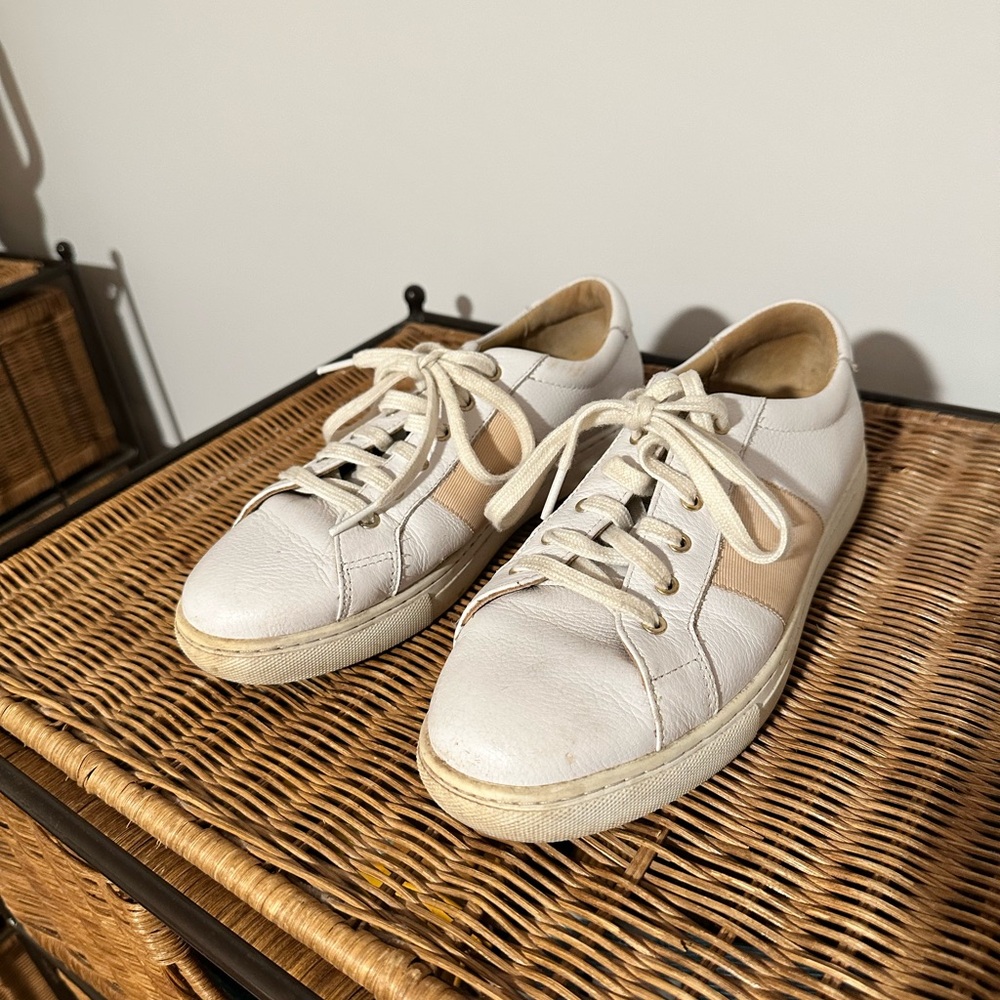 Club Monaco White and Tan Sneakers